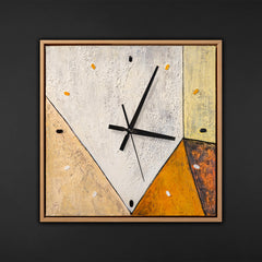 Unique Hand-Painted Wall Clock – Pastel Urban Abstract, Wood Frame, 35×35 cm