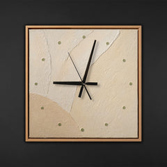 Unique Hand-Painted Wall Clock – White Flower Wreath on Cream, 35×35 cm