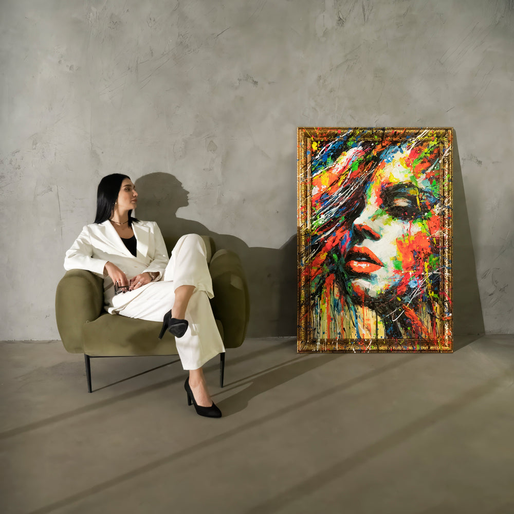 Original Abstract Canvas Painting with Frame – “The Colors of Passion” – Hand-Painted Wall Art for Living Room
