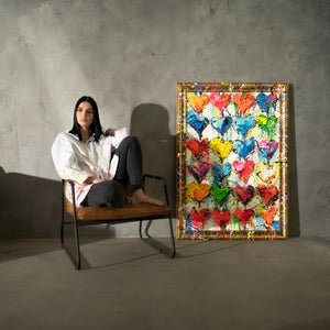 Handmade Paintings with Frame - Modern Wall Decor for Living Room "Palette of Love"