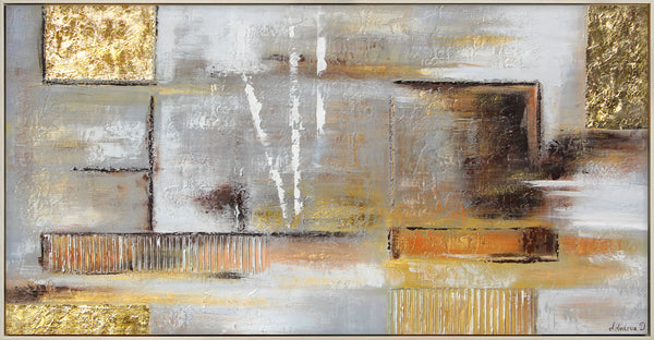 Hand-Painted Acrylic Canvas – "Golden Abstraction" | Abstract Wall Art