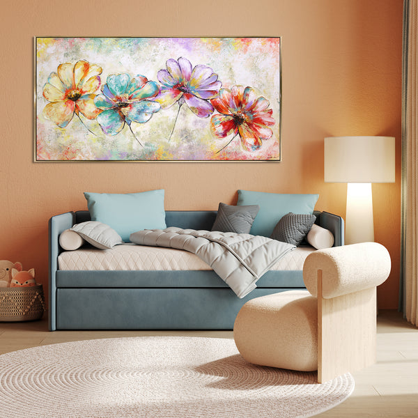 Wall art for living room abstract painting "Beautiful Flowers"