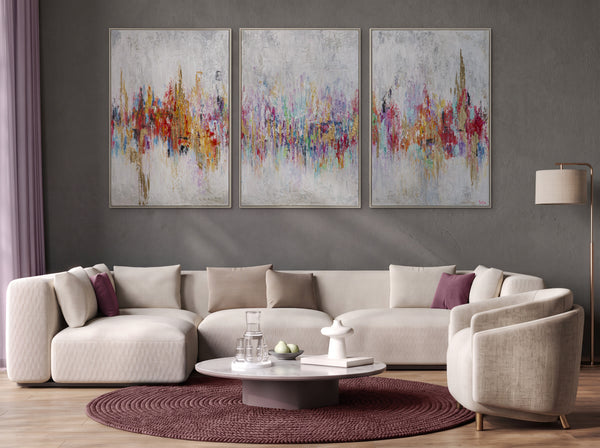 Panoramic Wall Art Framed Canvas Large Abstract Wall Art – Urban Spectrum