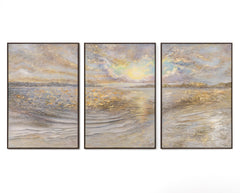 „Meer Dämmerung“ – handgemaltes Triptychon mit Meer und Horizont