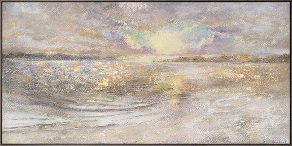 Framed abstract landscape painting "Dawn on the sea"