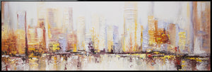 Contemporary wall decor with frame "Morning in the city" 60x20 inch