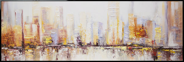 Contemporary wall decor with frame "Morning in the city" 60x20 inch