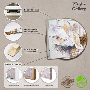 Large Wall ART Framed Textured Canvas Neutral Wall Art – Ivory Bloom