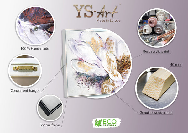 Infographic of art painting Gold peony