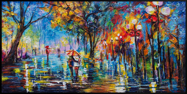 Contemporary painting with frame "Autumn alley"