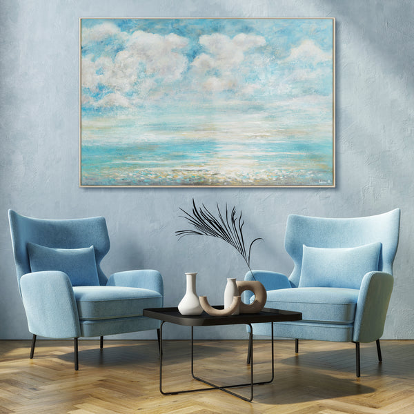 Large abstract wall art for living room "Summer coolness"