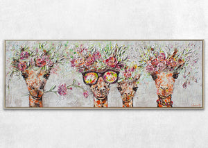 Acrylic canvas pictures "Giraffes" with frame art