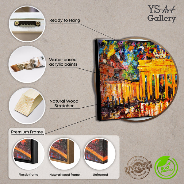 Painting landscape "Brandenburg Gate" with frame Modern Art
