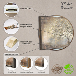 Painted pictures landscape "Gold Tree" with frame modern pictures