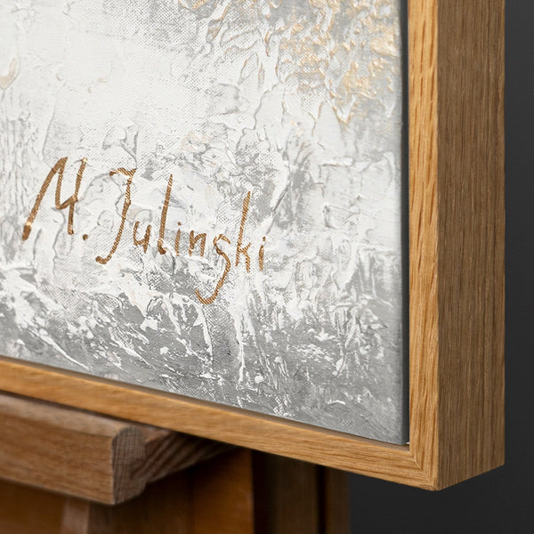 Hand painted wall art abstract "Golden ribbon"