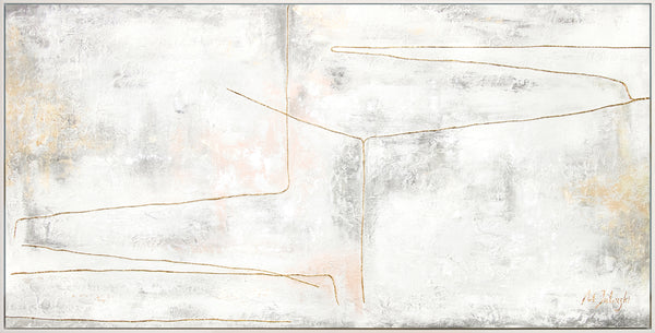 Framed canvas painting for living room "Golden ribbon"