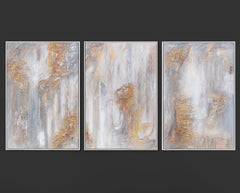 „Philosophie“ – handgemalte abstrakte Kunst als 3-teiliges Wandbild