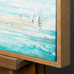 Sea landscape hand-painted acrylic paintings on canvas "Sea blue" 48x32 inch