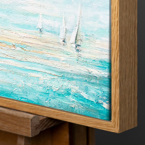 Sea landscape hand-painted acrylic paintings on canvas "Sea blue" 48x32 inch