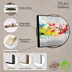 Gerahmtes Acrylgemälde einer regnerischen Straßenszene, fertig zum Aufhängen