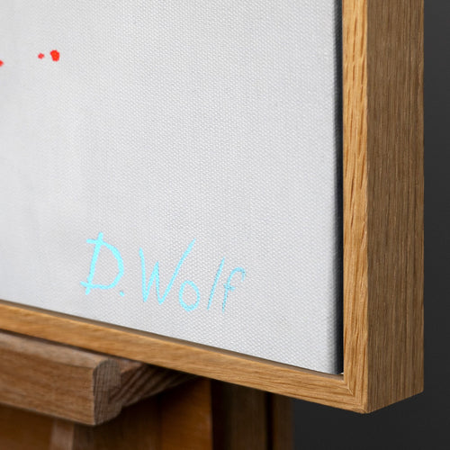 Abstraktes Bild mit Holzrahmen – Ecke