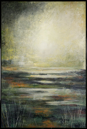 Handgemalte Acrylkunst Abstrakt Goldene Reflexion