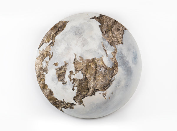 Round Luminous Painting "Golden Earth" modern art