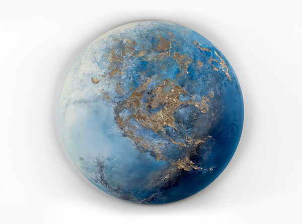 Round Luminous Modern Painting "Neptune" Planet Wall Decoration Living Room