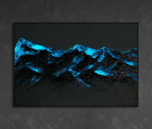 neon sign wall art abstract mountain painting