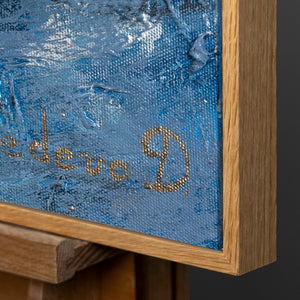 Abstraktes Bild mit Holzrahmen – Ecke