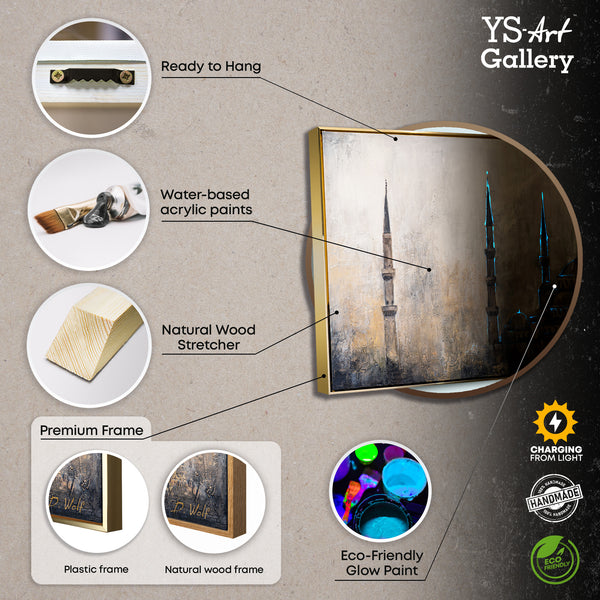 Glow painting on canvas with frame "Oasis of faith"