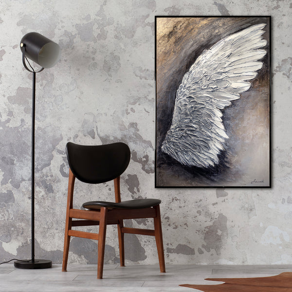 canvas painting light artwork with a black frame