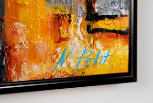 Glow in the dark acrylic painting with frame "Small town"