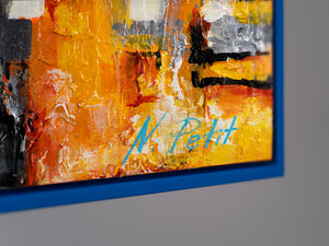 Glow in the dark acrylic painting with frame "Small town"