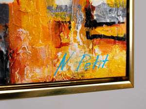 Glow in the dark acrylic painting with frame "Small town"