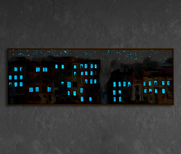 Glow in the dark artwork "Small town"