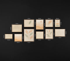 Calm Botanical Canvas Collection in Frames – Japandi Style Gallery Wall Art (11 Pieces)