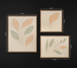 Hand-Painted Set of 3 Wall Art "Delicate Garden"