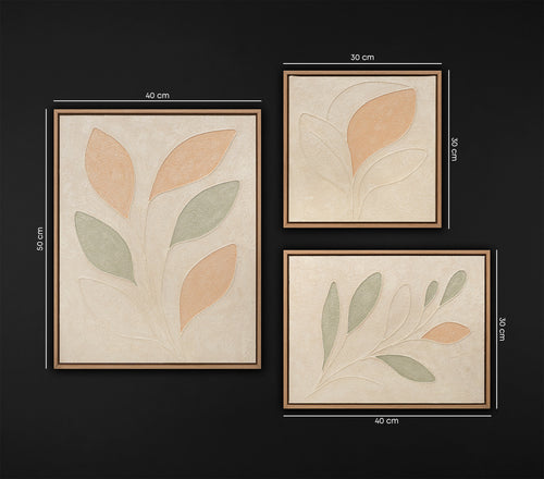 Hand-Painted Set of 3 Wall Art "Delicate Garden"