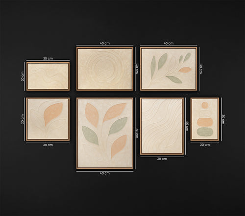 Calm Botanical Canvas Collection in Frames – Japandi Style Gallery Wall Art (11 Pieces)