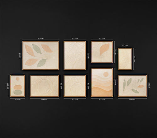 Calm Botanical Canvas Collection in Frames – Japandi Style Gallery Wall Art (11 Pieces)
