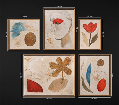 Artistic Gallery Wall in Frames – Soft Figurative Abstract Canvas Collection (9 Pieces)