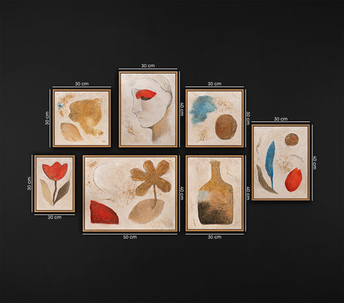 Artistic Gallery Wall in Frames – Soft Figurative Abstract Canvas Collection (9 Pieces)