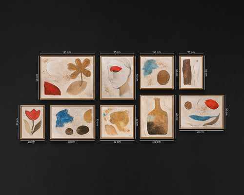 Artistic Gallery Wall in Frames – Soft Figurative Abstract Canvas Collection (9 Pieces)