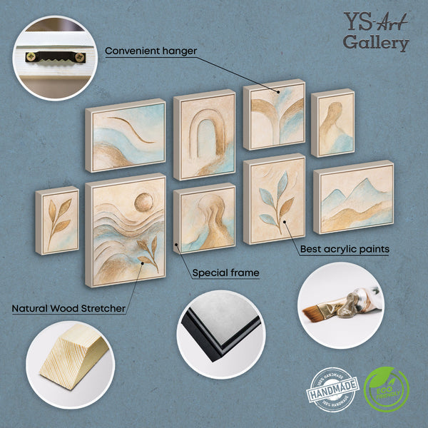 Hand-Painted Set of 3 Wall Art "Softness of the Moment"
