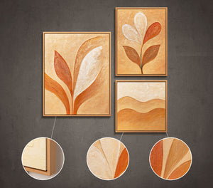 Hand-Painted Set of 3 Wall Art "Whisper of Leaves"
