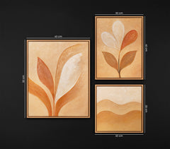Hand-Painted Set of 3 Wall Art "Whisper of Leaves"