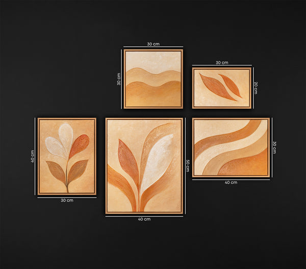 Hand-Painted Set of 3 Wall Art "Whisper of Leaves"