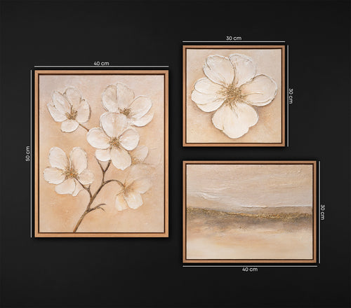 Hand-Painted Three Piece Wall Paintings "Breath of Spring"