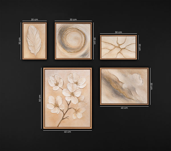 Hand-Painted Three Piece Wall Paintings "Breath of Spring"